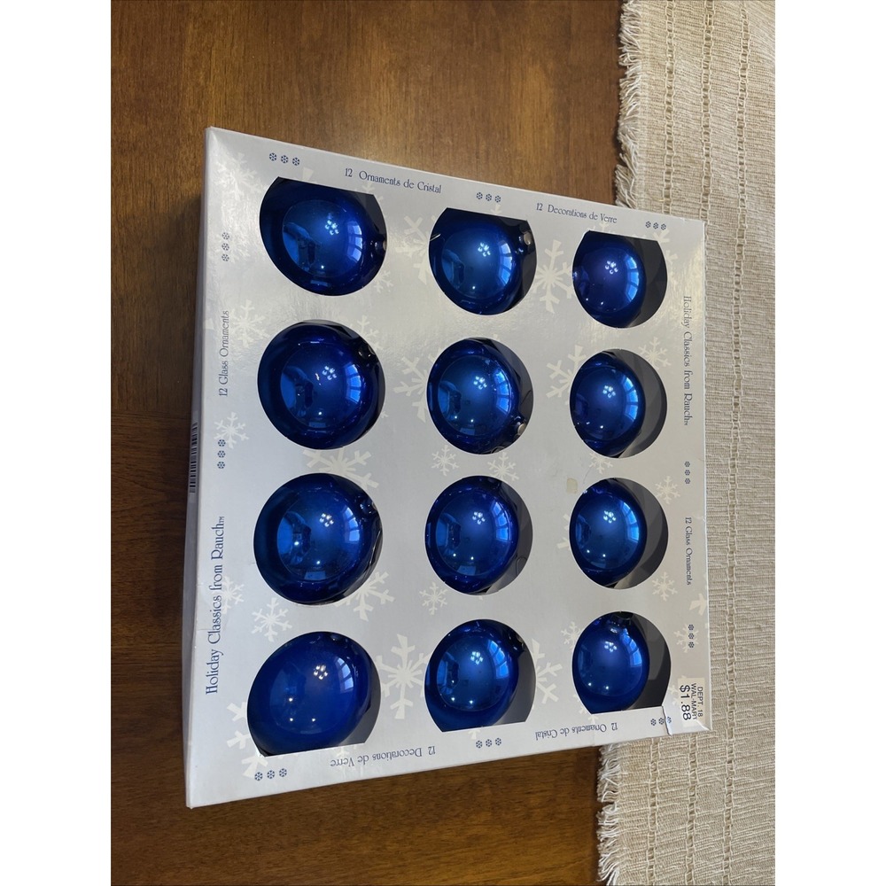VTG Holiday Classic From Rauch Glass Christmas Ornaments Set of 12 Original Box